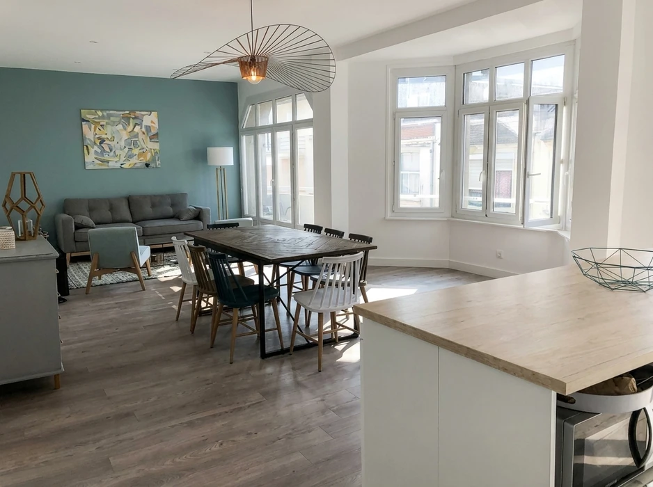 Chantier de pose de parquet dans une pièce en cours de rénovation